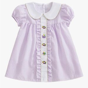 Mardi Gras Baby Dress with Embroidered Details
